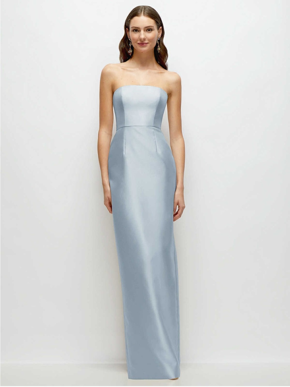 Dessy Strapless Light Blue Satin Gown- NWT